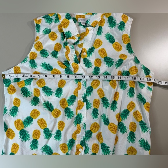 J. Crew Factory Pineapple Fruit Sleeveless Cotton Poplin Shirt Women XL BF815 - Picture 4 of 11